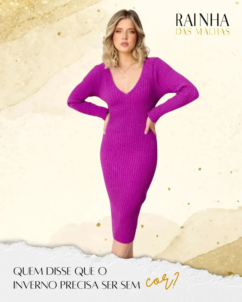 Vestido Midi Tricot Roxo
